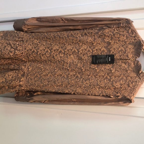 Mock Neck Embroidered Lettuce Shift Mini Dress - Picture 2 of 6